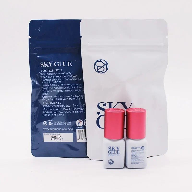 Korea Original 5ml Sky Glue Lady Black - Powerful Low Irritation Lash Glue for Eyelash Extensions, Fast Drying (1-2 Seconds)