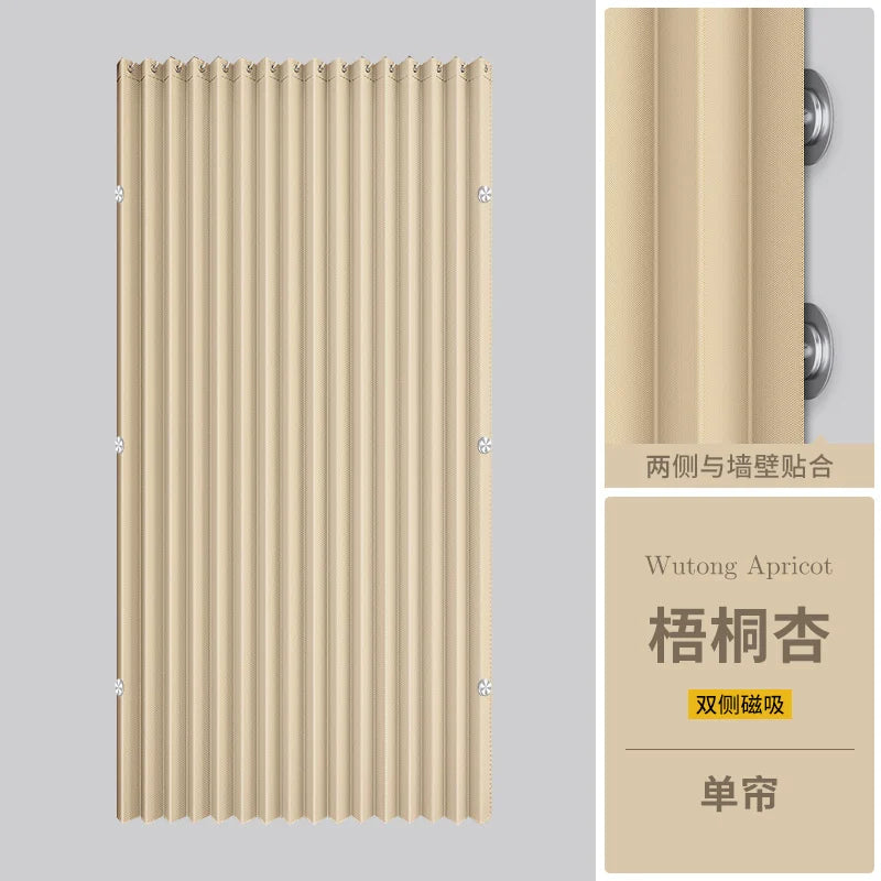 Magnetic Pleated Accordion Door Curtain – Folding Closet & Room Divider Curtain for Bedroom and Living Room