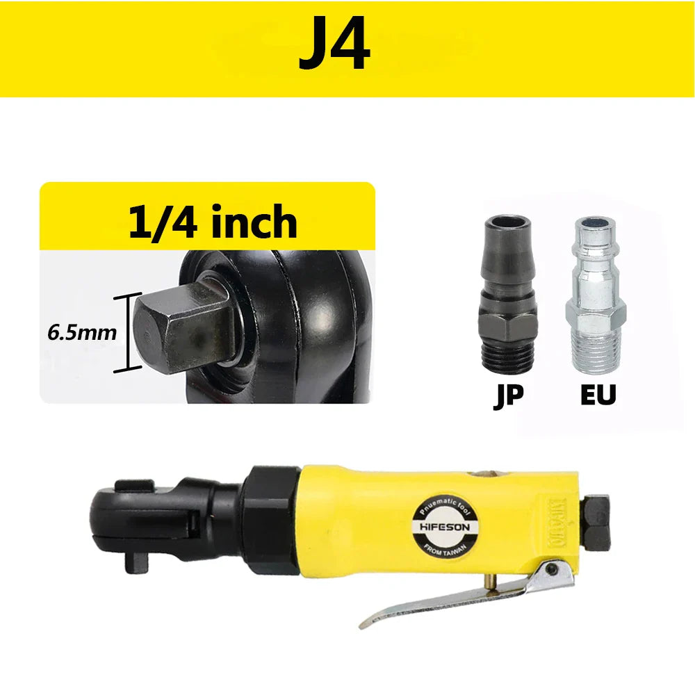 Pneumatic Air Ratchet Wrench — Adjustable Torque Spanner with Square Drive Straight Shank, Professional Tool 1/4", 3/8", 1/2"