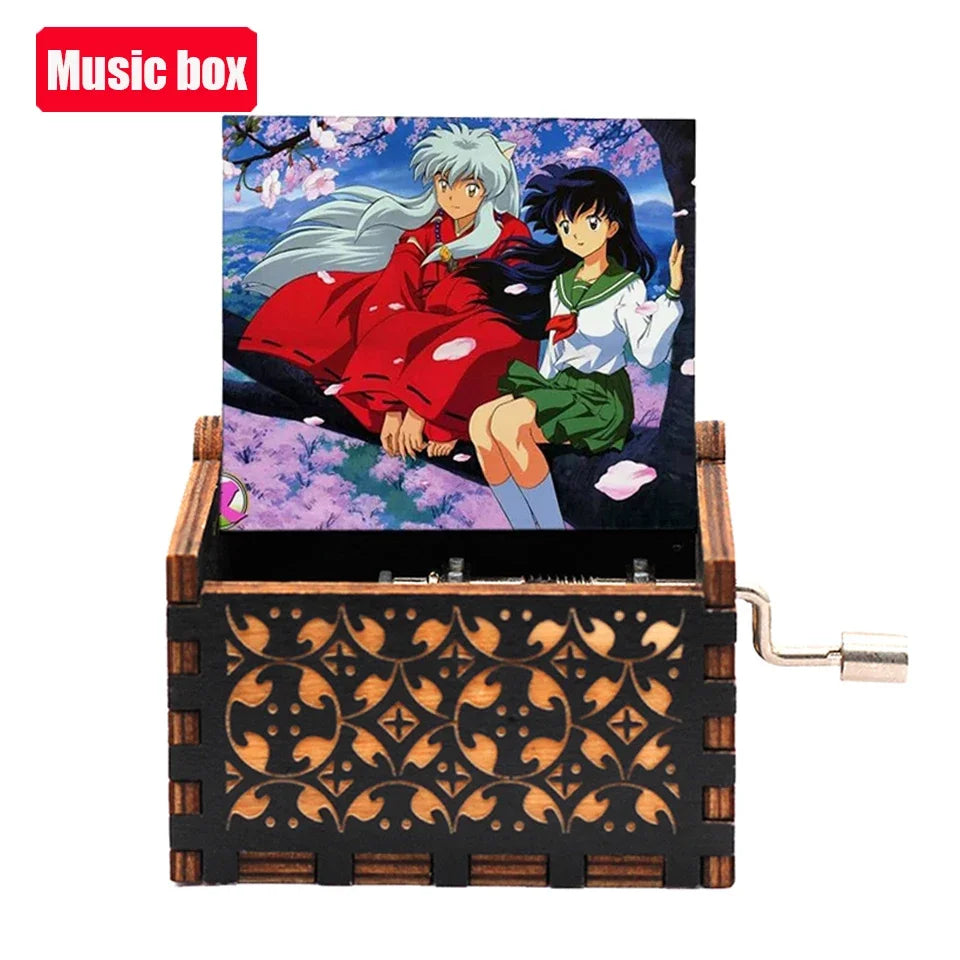 Antique Carved Wooden Hand Crank Music Box – Onepiece Figure, Perfect for Halloween & Christmas Birthday Gifts