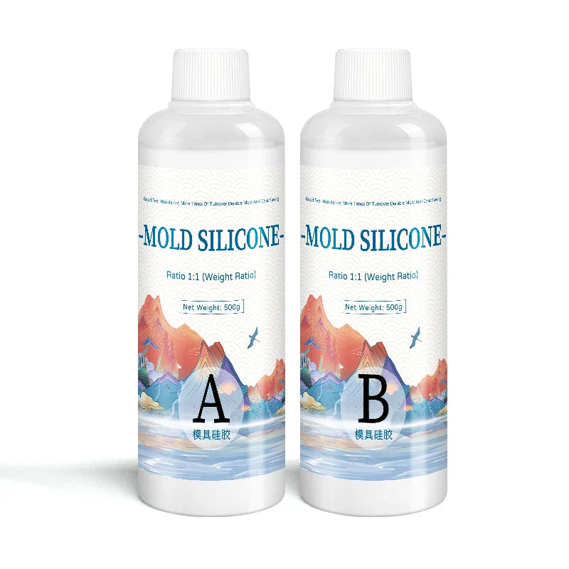 DIY Silicone Mold Making Kit — AB 1:1 Liquid Rubber, Fast-Curing Silicone for Mold Casting, 200g/500g