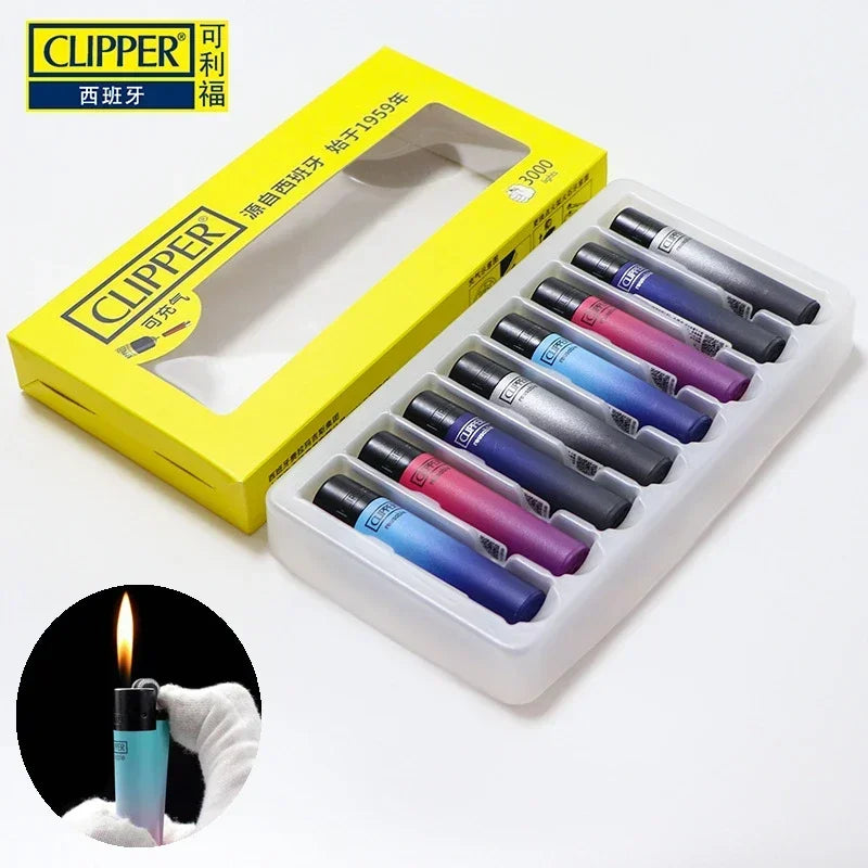 Clipper Dual Color Gradient Windproof Lighter – Open Flame Gear Cigarette Lighter with Metal Grinding Wheel