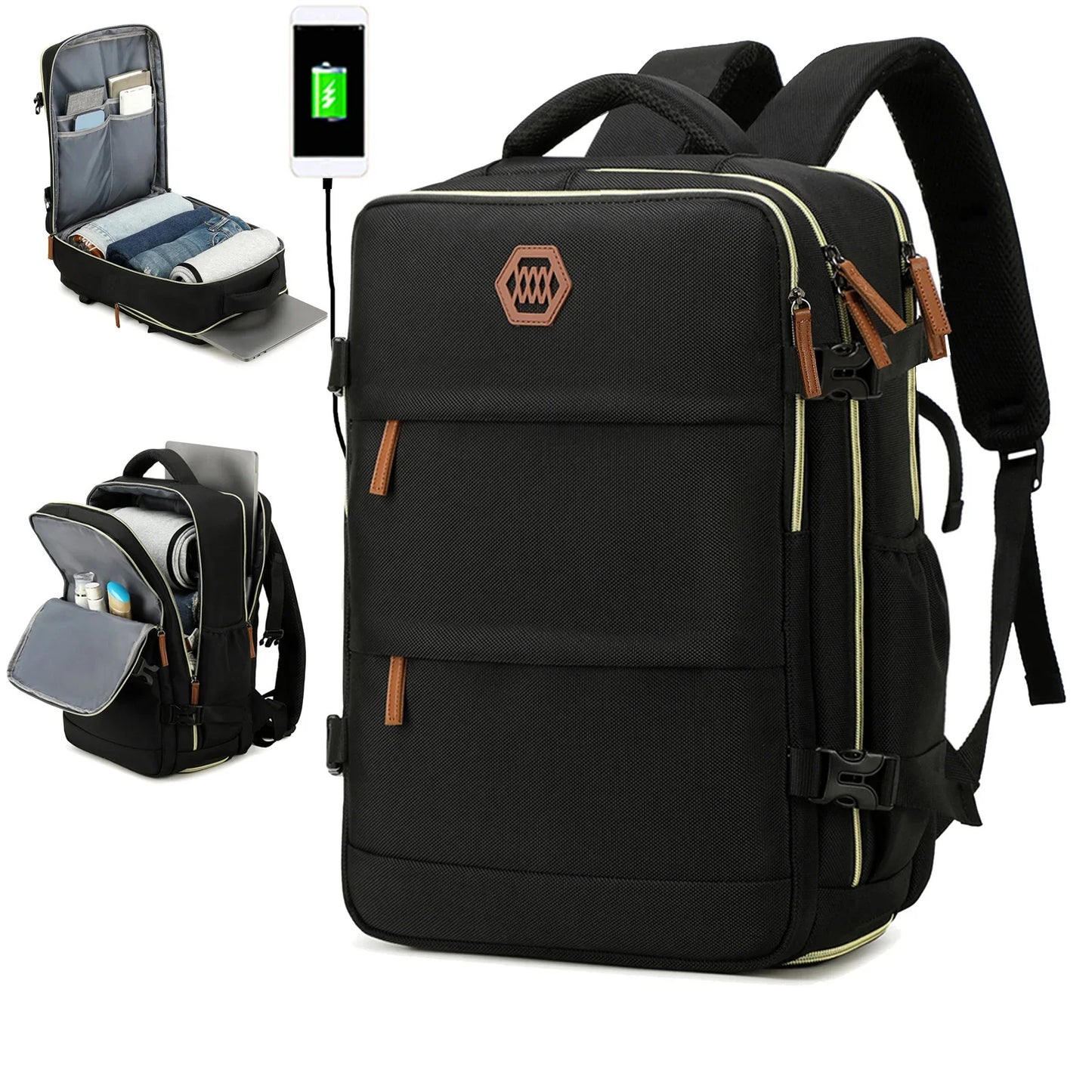 Travel Backpack with 15.6-Inch Laptop Compartment - Waterproof Design and Shoe Storage, Unisex Backpack