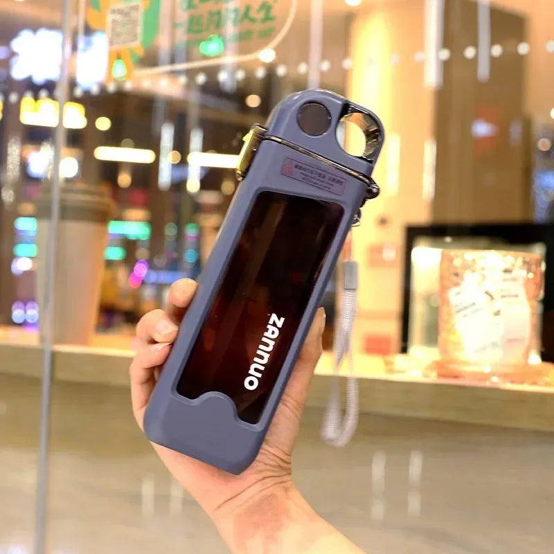 350ml Leak-Proof Plastic Sports Water Bottle – Square Cup with Lockable Lid & Measurements for Outdoor Travel