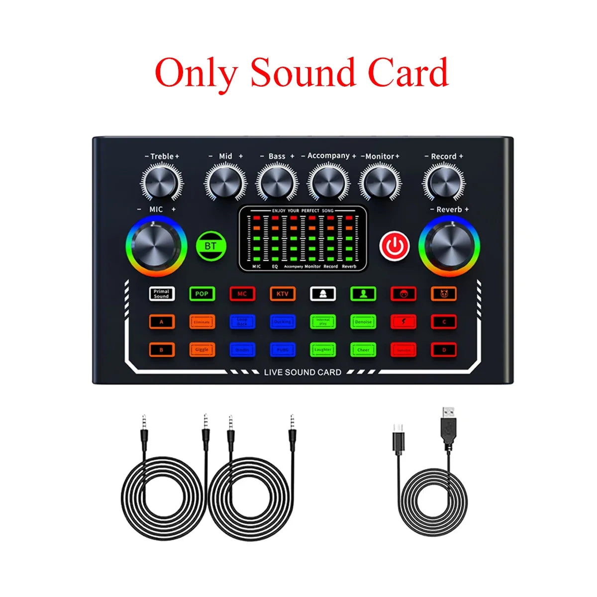 F009 Live Sound Card Broadcast Kit - Bluetooth DJ Audio Mixer with Microphone Set for Smartphone Live Streaming & Recording