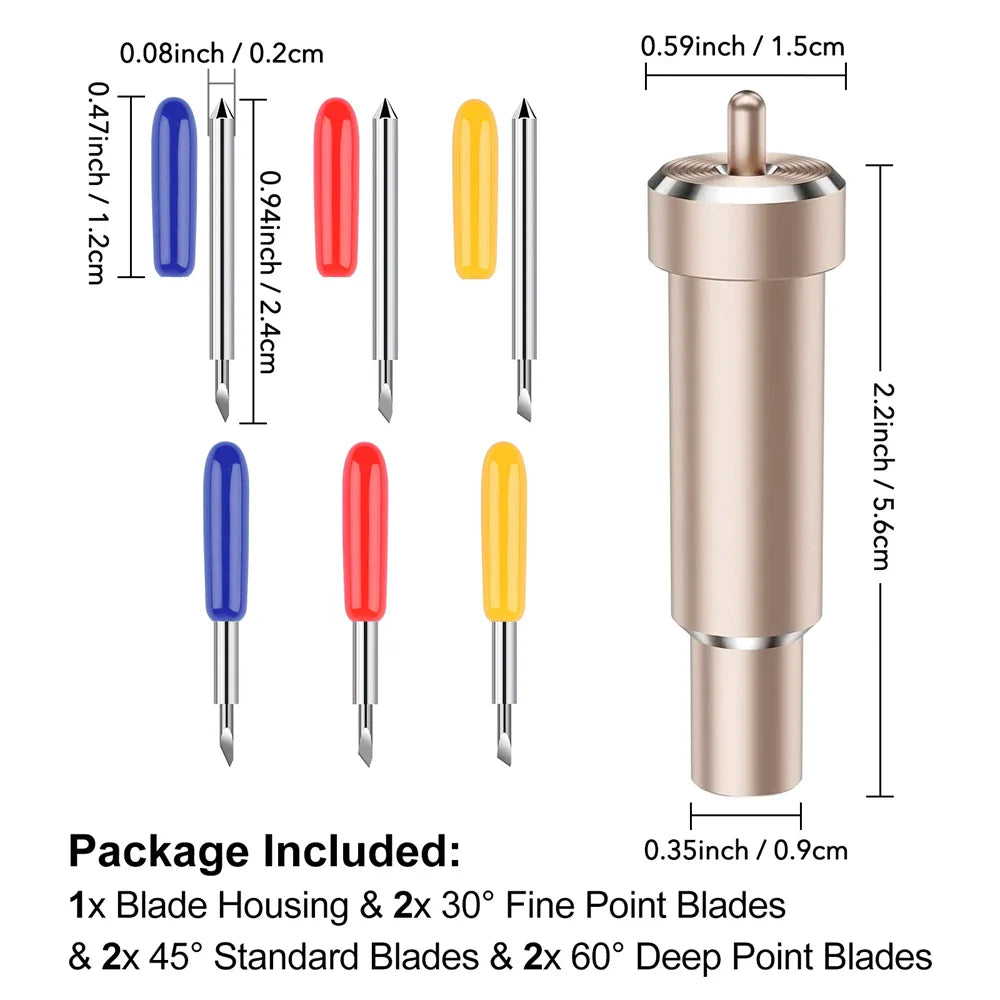 Metal Cut Blade Set with Housing — Compatible with Cricut Maker, Maker 3, Explore Air 2 & Explore 3, Replaceable Deep-Point Blade