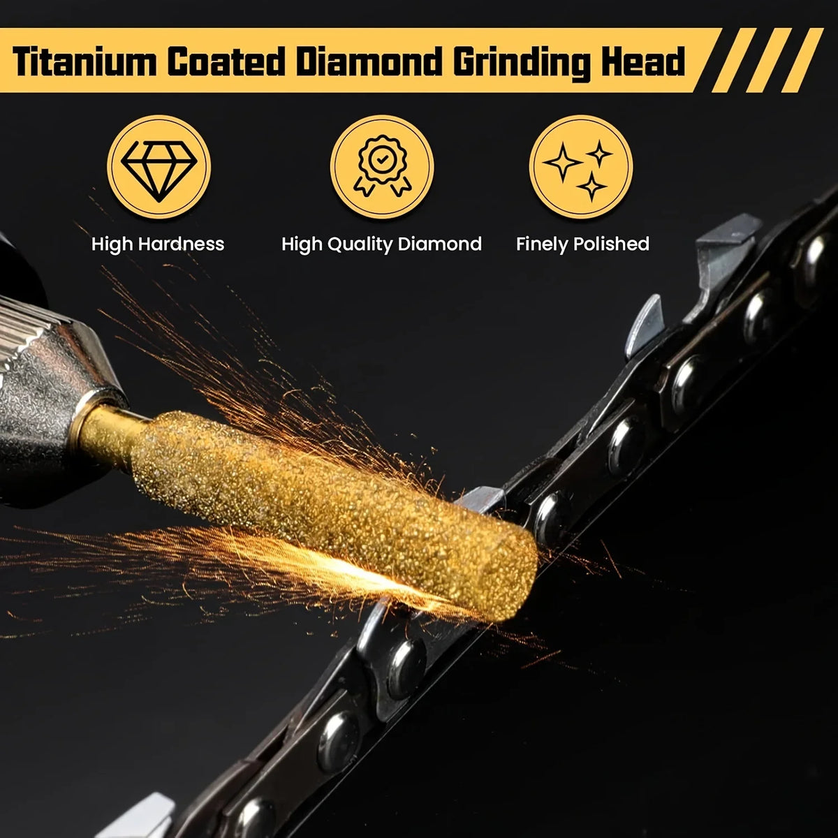 3/9Pcs Diamond Chainsaw Sharpener Bits – High Hardness Titanium Plated Grinding Wheels for Electric Chainsaw Sharpening Tool Set