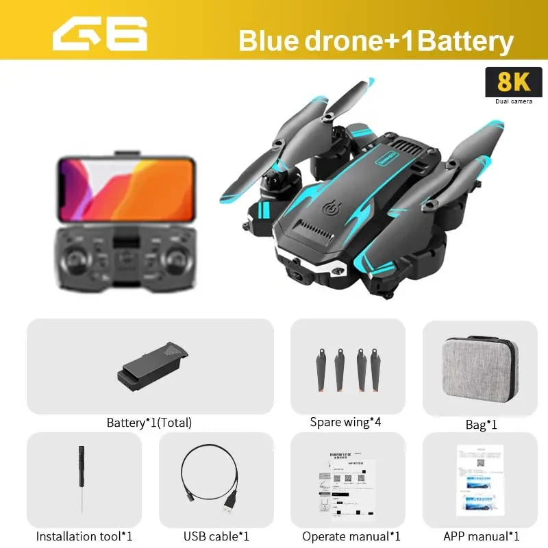 KBDFA G6 5G Drone – 8K HD Camera, GPS, Four-Sided Obstacle Avoidance, Foldable Quadcopter RC Helicopter for FPV & Professional Use