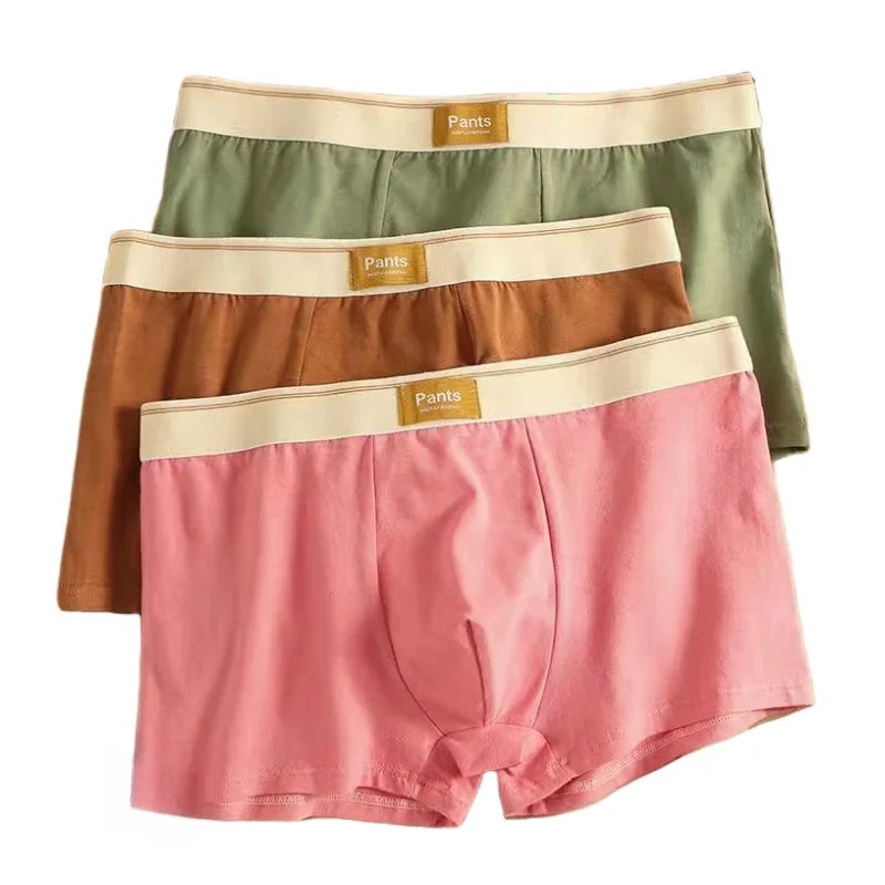 3PCS Men’s Cotton Boxer Shorts – Breathable U-Convex Comfortable Underwear Set for Daily Wear & Sports Trunks