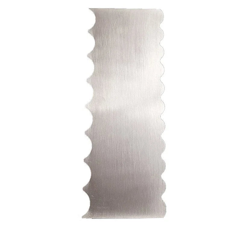 LMETJMA 10" Stainless Steel Cake Scraper – Double-Sided Patterned Edge Smoother & Pastry Cutter JT160
