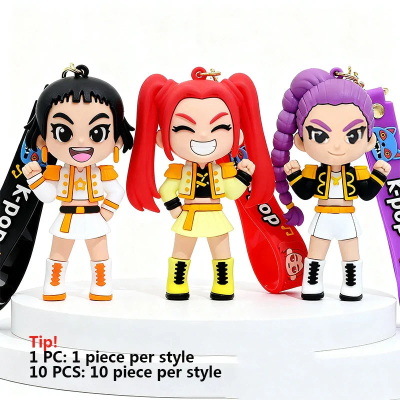 New KPOP Demon Hunters Keychain – Tiger PVC Figure, Cute Harajuku Style Key Ring for Kids & Fans