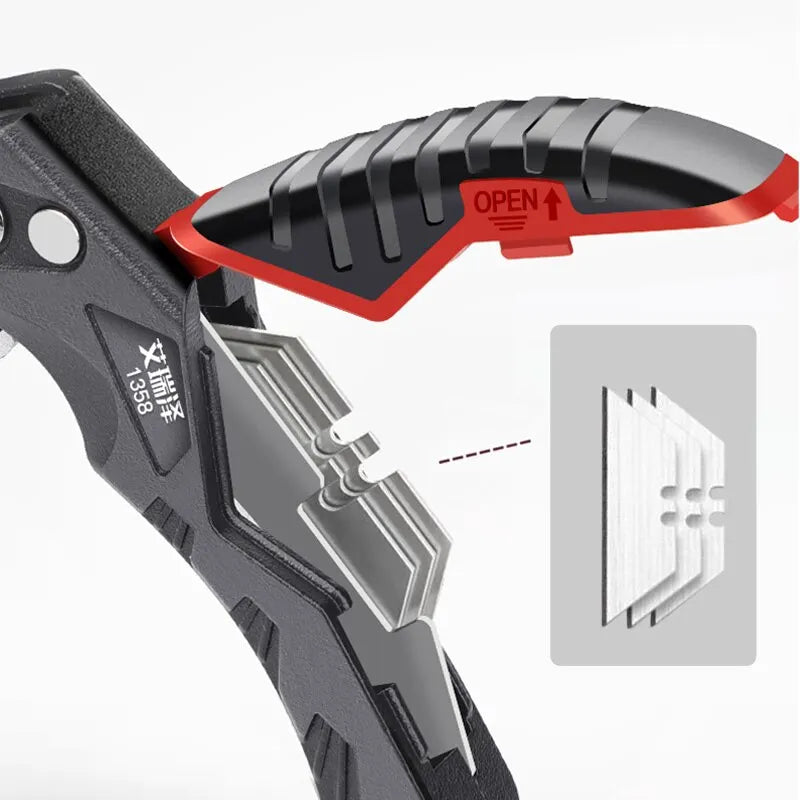 AIRAJ Heavy Duty Utility Knife: Retractable Sharp Blade for Professional Electrician, Steel Break 18mm Blade, Multifunctional Design