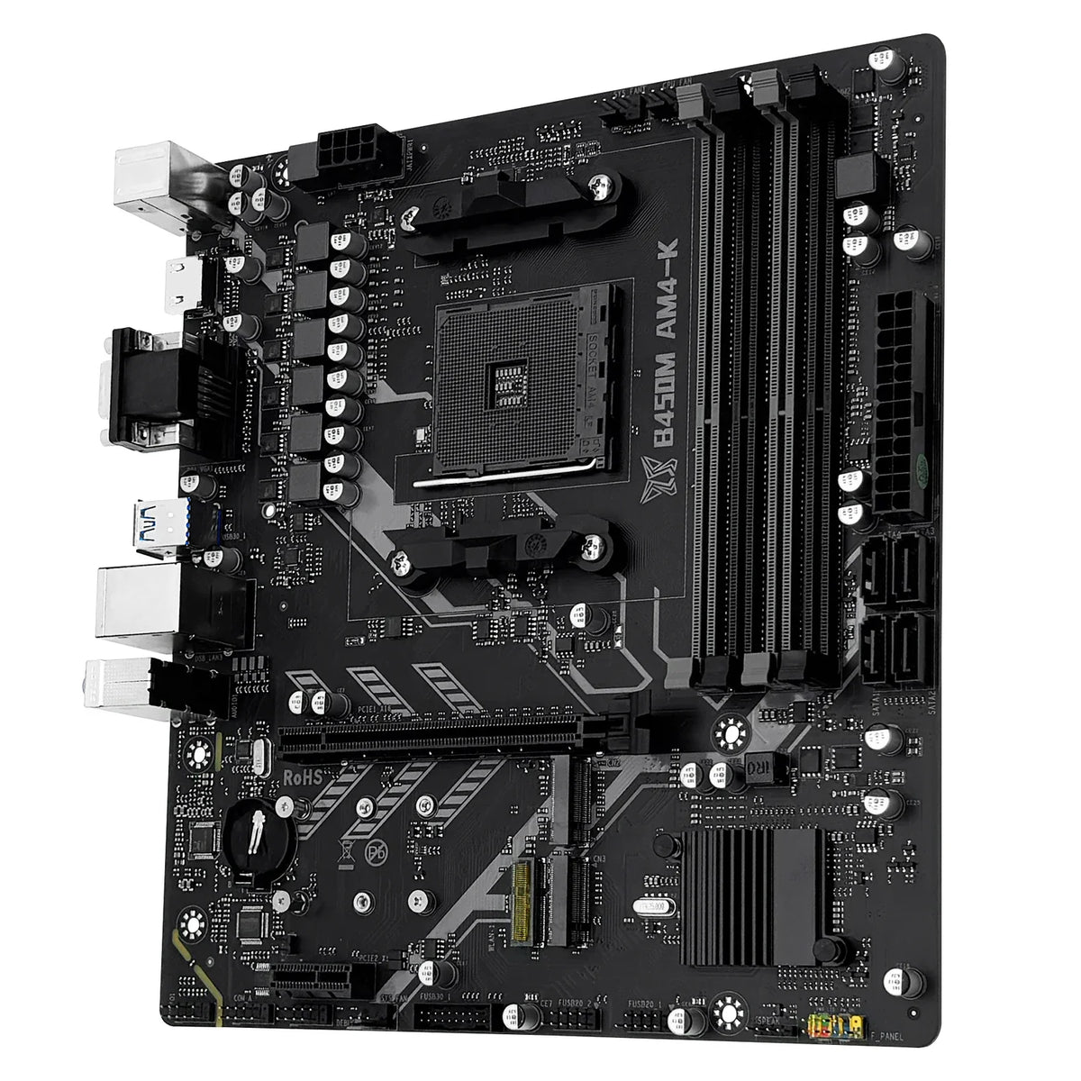 MACHINIST B450M-AM4-K Motherboard – AM4 Ryzen Support, DDR4 RAM, Dual NVMe M.2, HDMI/VGA/DP Interface Gaming PC Board