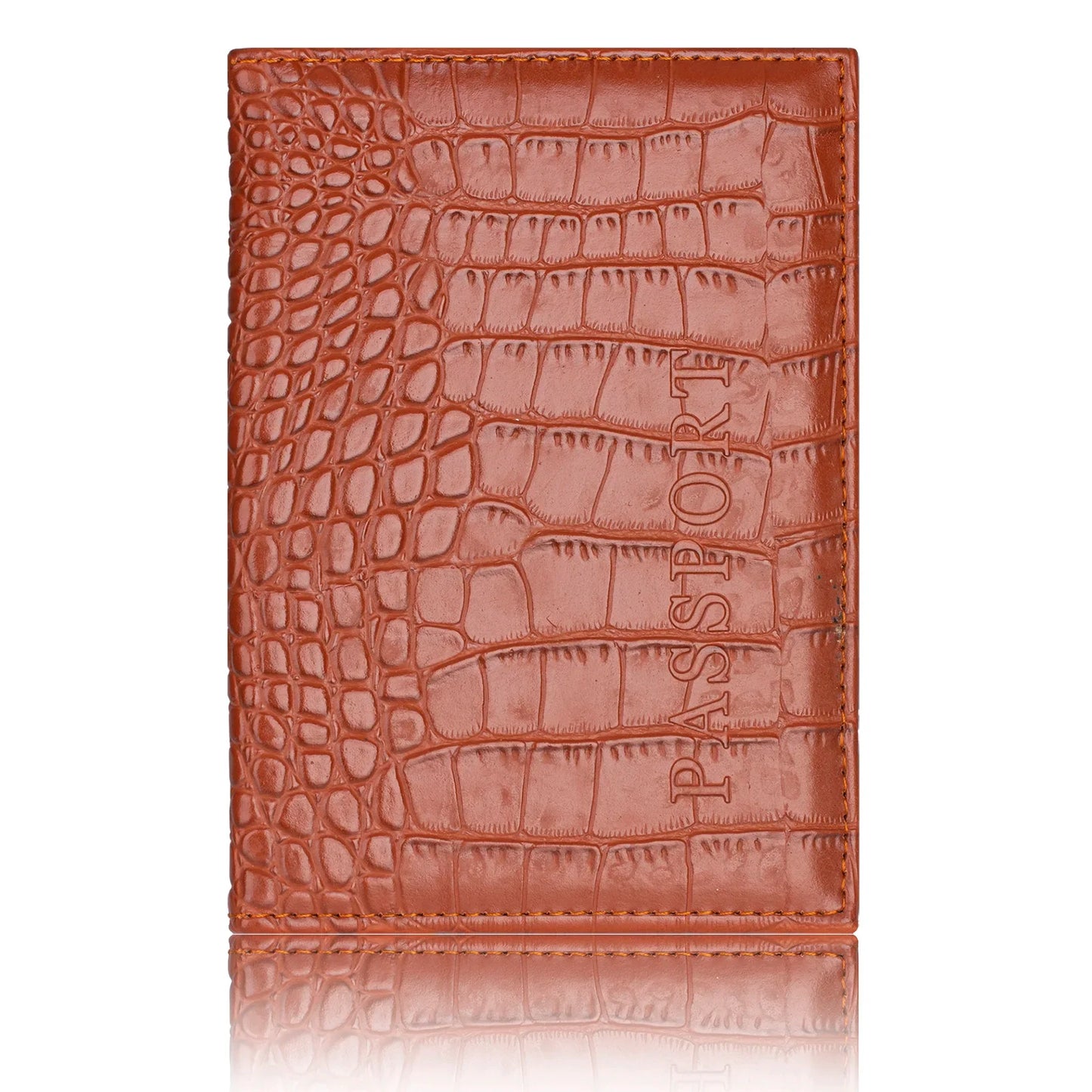 Crocodile PU Leather Passport Holder – Slim Minimalist Travel Wallet for Men & Women
