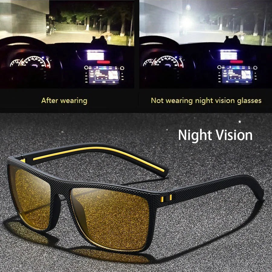 Vintage Square Frame Night Vision Glasses – Unisex Anti-Glare, Anti-Reflective UV400 Eyewear