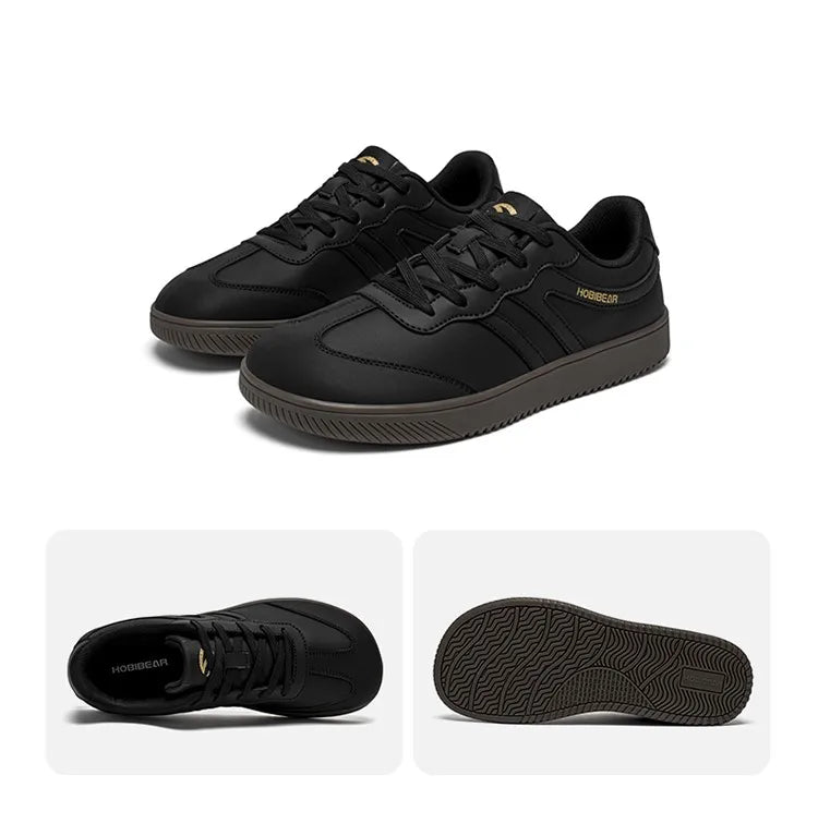 HOBIBEAR Unisex Wide Toe Sneakers – Retro Casual Lace-Up Leather Shoes for Men & Women