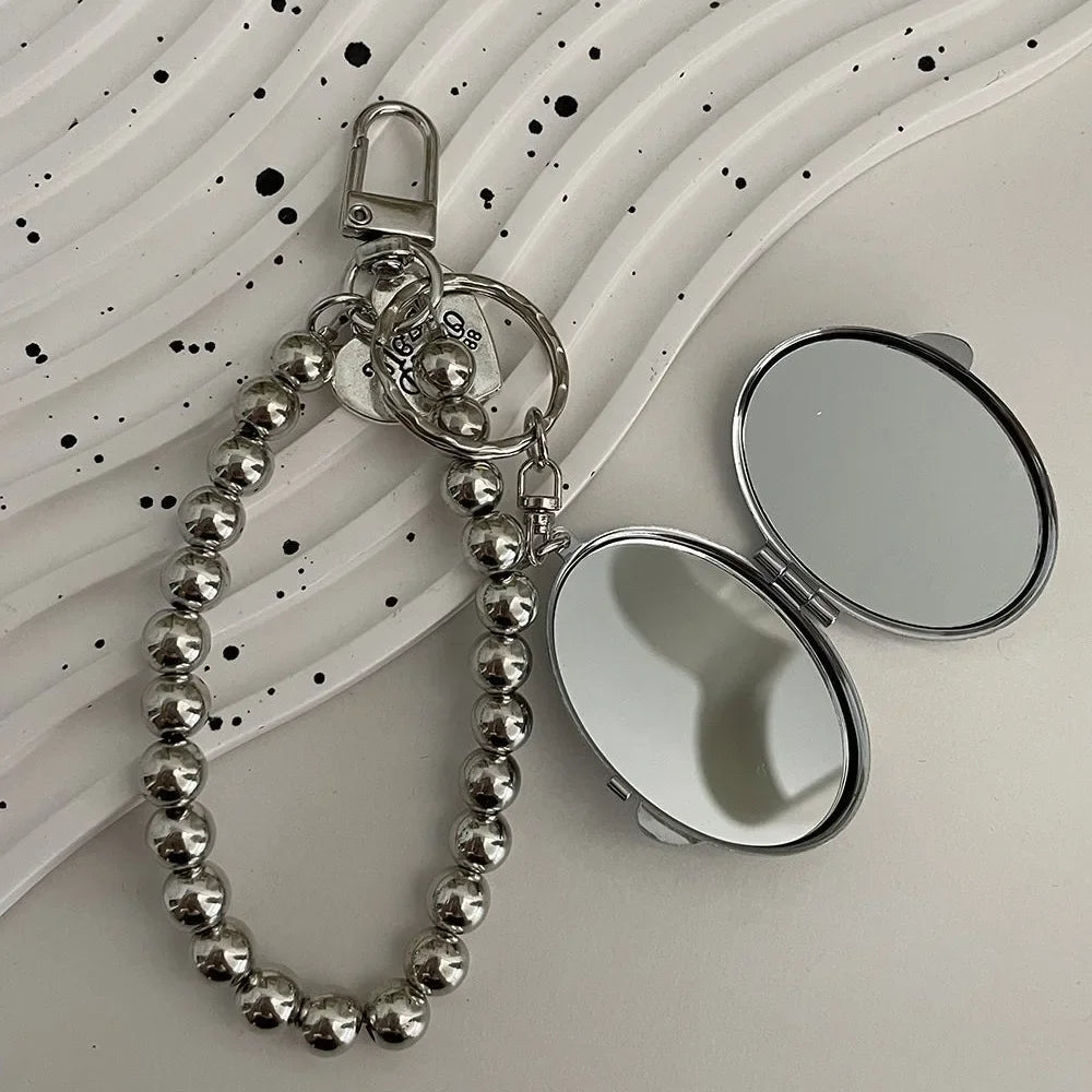 Heart-Shaped Mirror Keychain - Y2K Metal Bag Pendant, Sweet Trendy Fashion Accessory