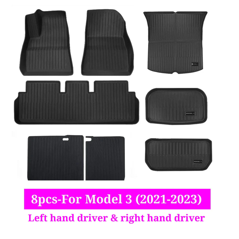 XPE All-Weather Floor Mats for Tesla Model 3/Y (2021-2024) β Waterproof Non-Slip Rubber Trunk Cargo Liner