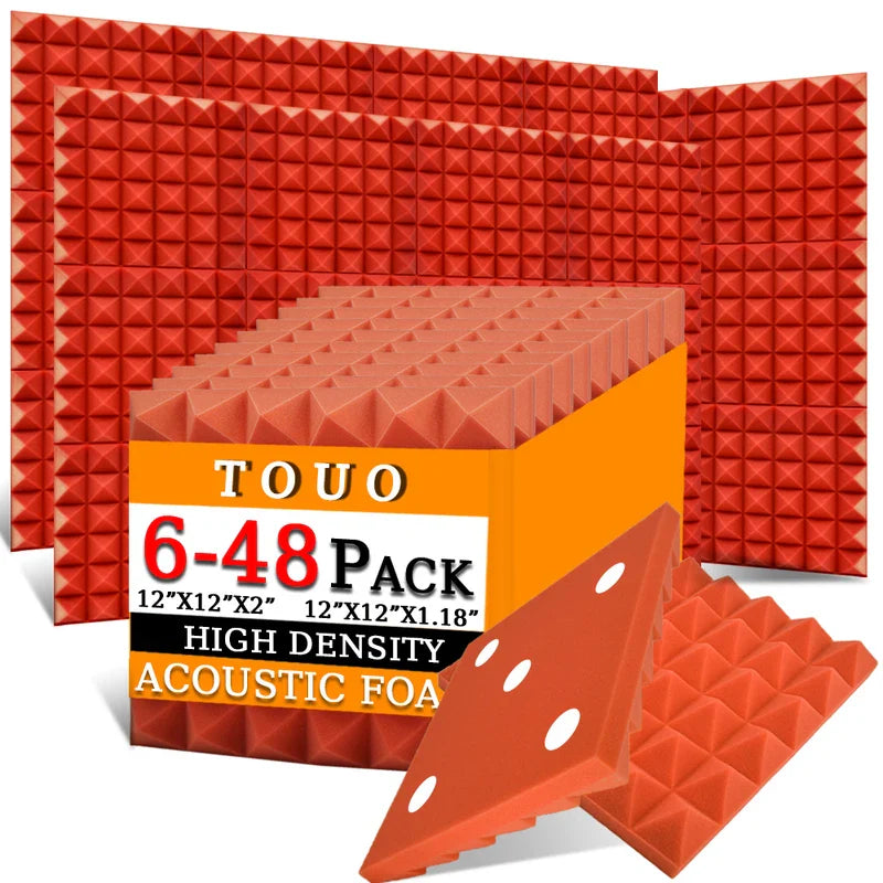 TOUO Acoustic Foam Panels 6–48 Pack Studio Soundproof Wall Panels – Sound Absorbing Sponge for Home, KTV & Recording Rooms