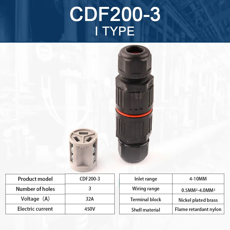 IP68 Waterproof Quick Wire Connector I/T Shape – 2/3/5 Pin Solderless LED Outdoor Electrical Junction Box, Rainproof Cable Connector