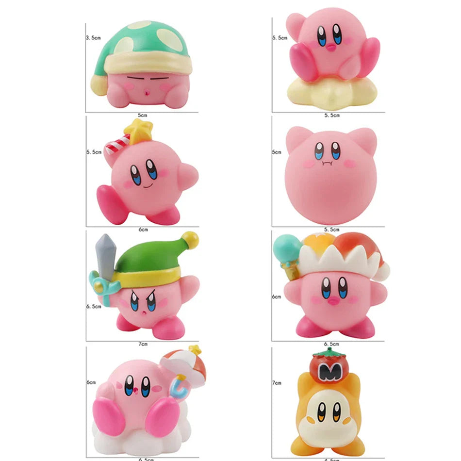 8pcs Kirby Action Figure Set – Pink Kawaii Anime PVC Toys for Kids’ Christmas Gifts
