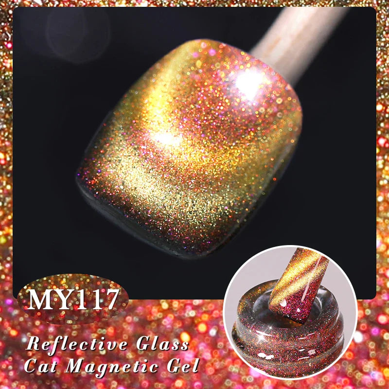 BORN PRETTY Cat Magnetic Gel Nail Polish 117 Colors 10ml Full Coverage Semi-Permanent Soak-Off Nail Varnish for Salon Manicure Glitter Cat Eye Nails