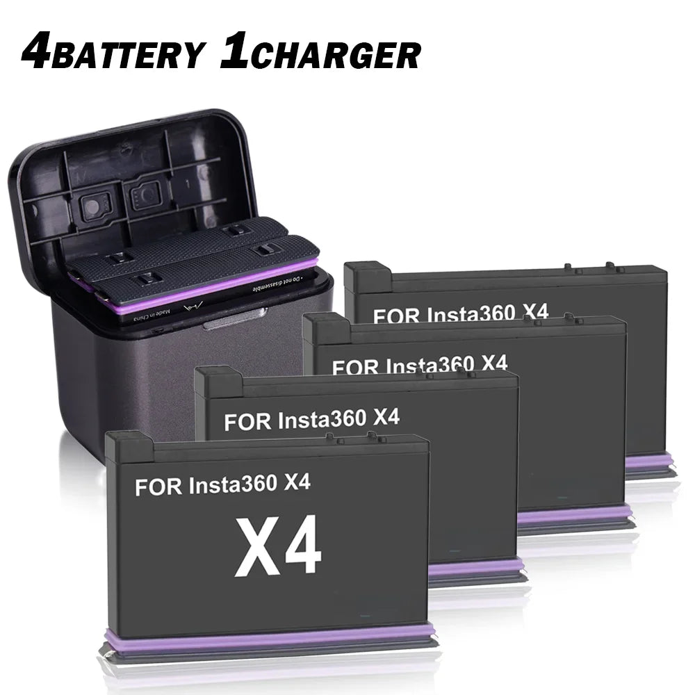 Insta360 X4 Battery 3.85V 2500mAh – Rechargeable Li-ion with Fast Charging Case & Storage Box for 360 Panoramic Action Cameras