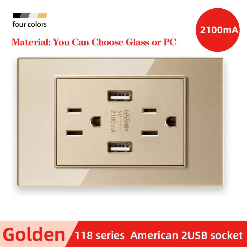 Herepow 118 Series Dual USB Wall Socket - Thailand & American Standard Smart Plug Adapter with Type-C 3.1A Fast Charging