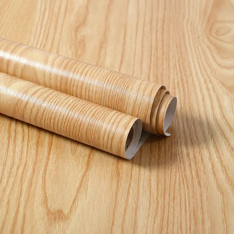 Self-Adhesive Waterproof Wood Grain Vinyl Wallpaper Roll – PVC Wall Sticker for Furniture Renovation & Bedroom Home Decor