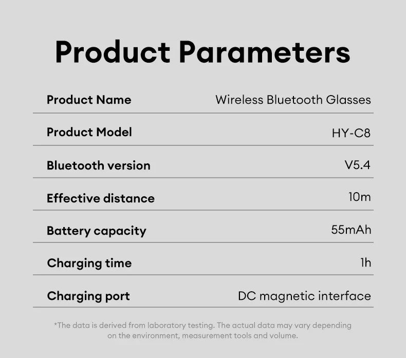 Choice HYUNDAI C8 Bluetooth 5.4 Glasses โ Wireless Earphones with HD Mic, Multi-Function Keys, Driving Sunglasses (Lenovo C8 Compatible)