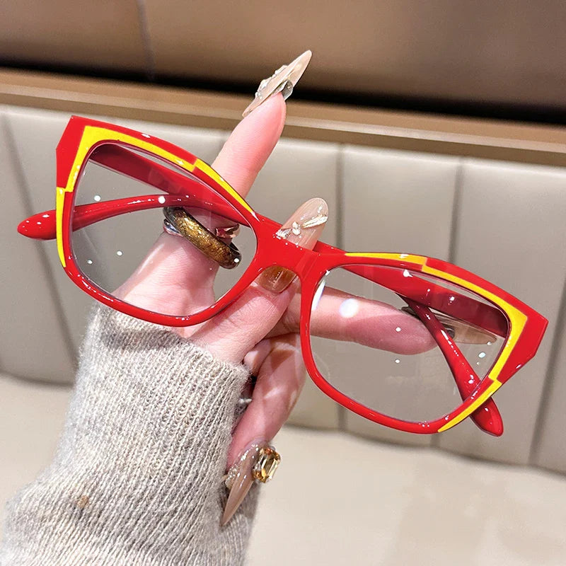 Women's Blue Light Blocking Cat Eye Reading Glasses – Fashion Color Block Readers 1.0–4.0 Strength