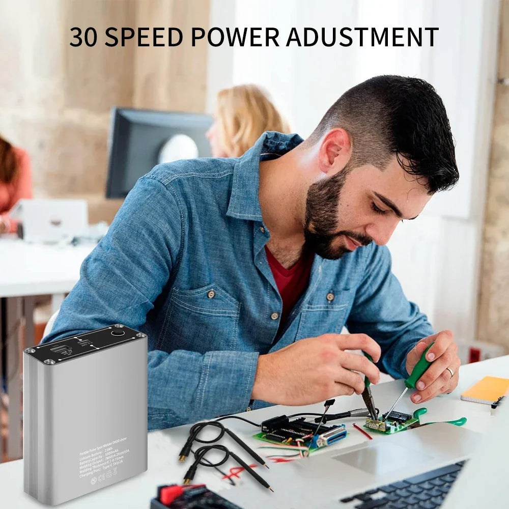 DH-30 Portable Spot Welder with OLED Screen – 30 Adjustable Gears, 5000mAh LiPo, Welds Up to 0.15mm Nickel Strip