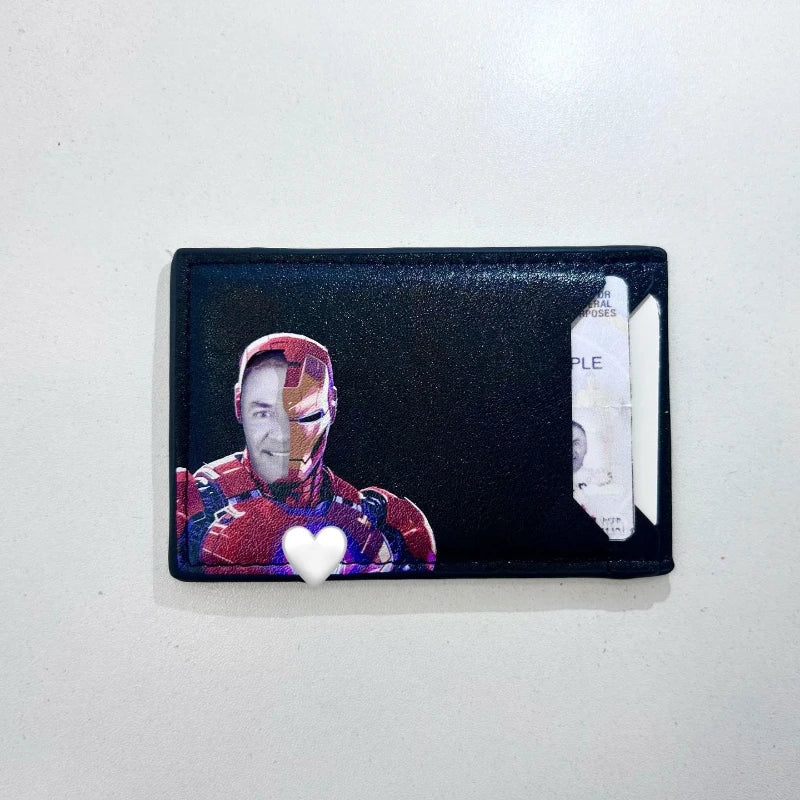 Leather Captain Wallet – Personalized Superhero Mask Card Holder & Slim ID Wallet for Men