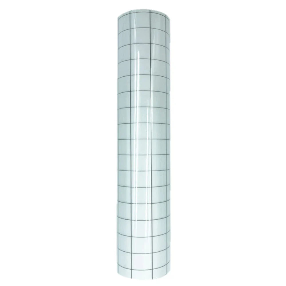 12 x 196 Inch Clear Vinyl Application Tape – Blue/Red Grid Transfer Paper for Car, Wall, and Craft Decals