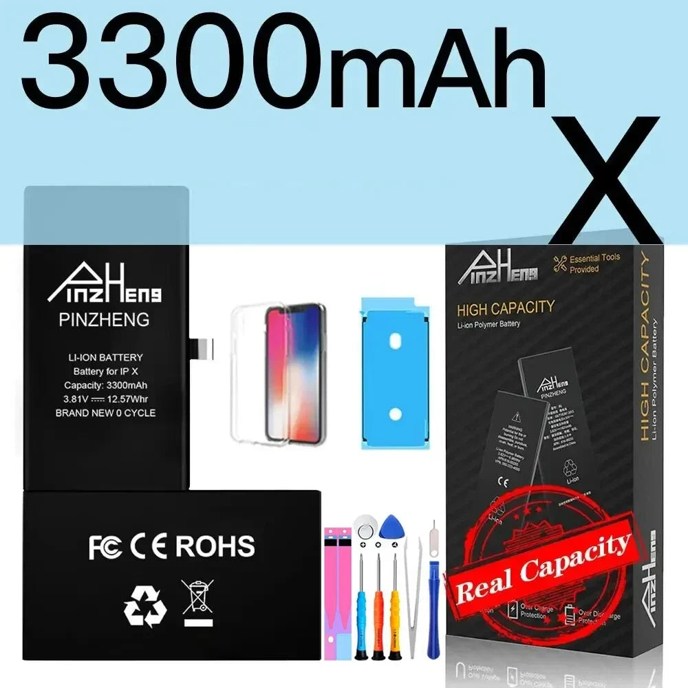 PINZHENG High Capacity Replacement Battery for iPhone X, XR, XS, 11, 12 & 13 Mini, Pro & Pro Max