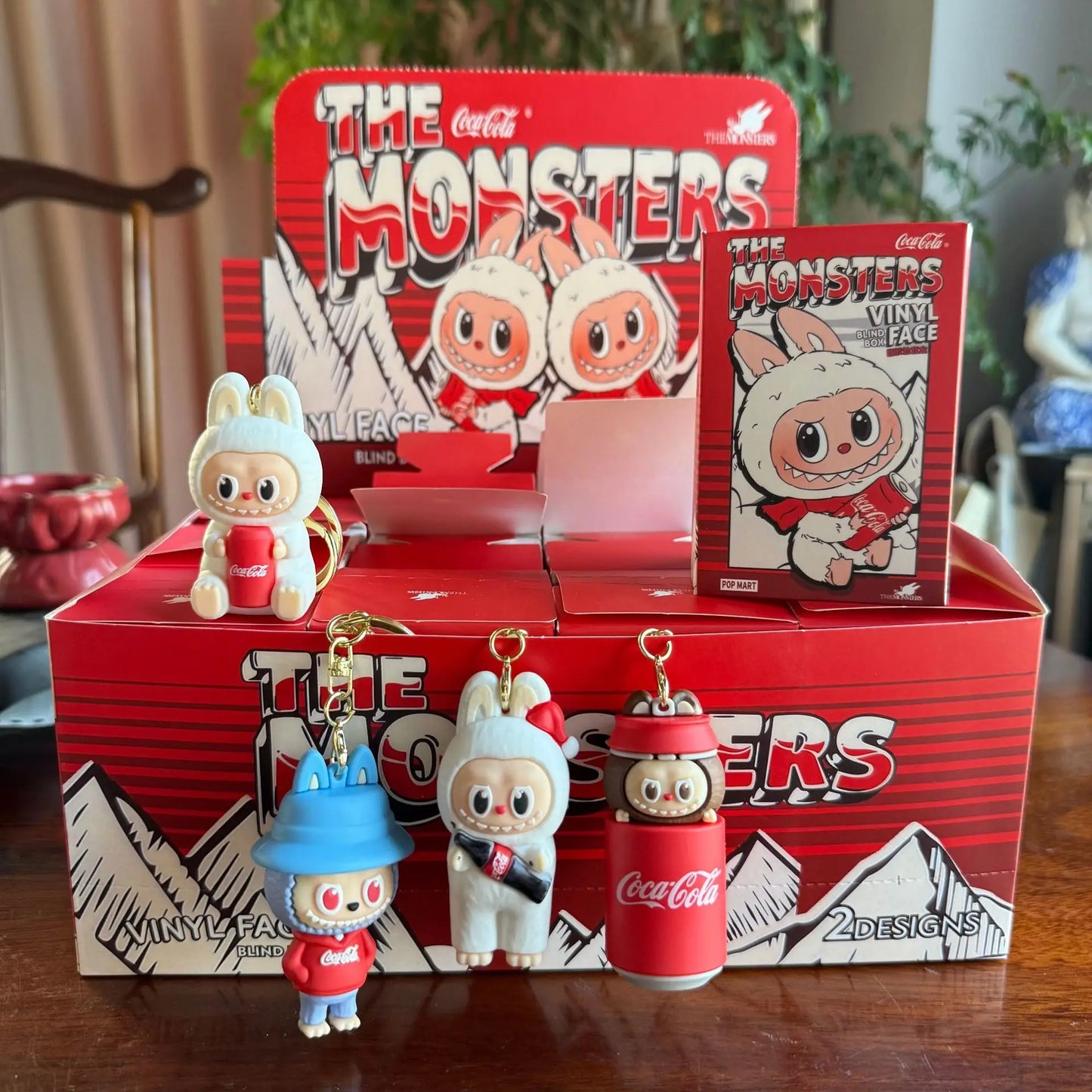 12pcs Labubu Monster Coca Cola Mini Doll Keychains — 4 Styles Action Figures for Kids