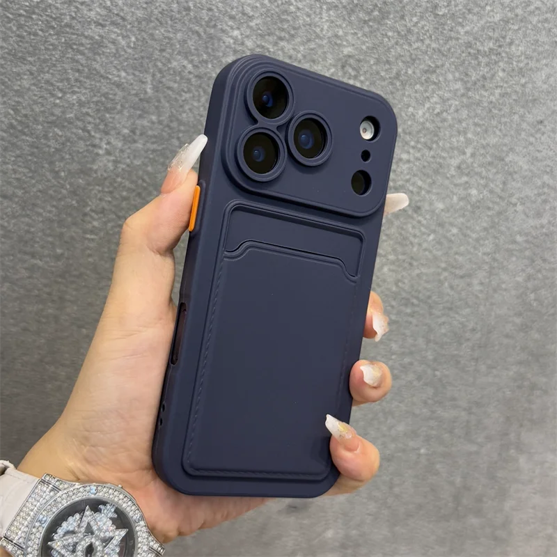 Luxury Soft Silicone Wallet Case for iPhone – Shockproof Card Holder Slot Cover for iPhone 17 Air, 16E, 15, 14 Plus, 13, 12 Mini, 11 Pro Max, XR & XS