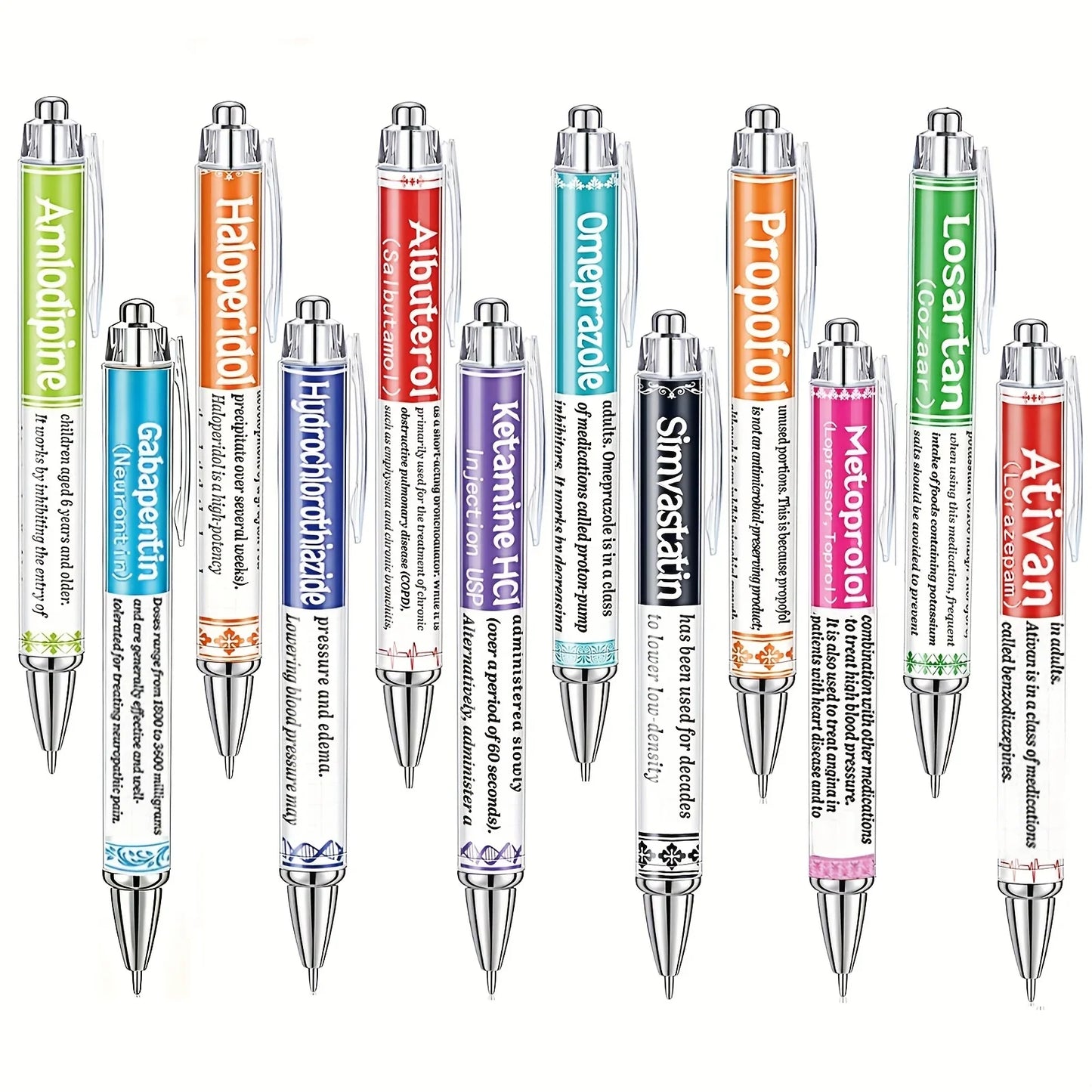 6/12pcs Pharmacy Retractable Pens - Funny Nurse Pharmacist Gift Ballpoint Pens for Medical Staff & Nurses Week