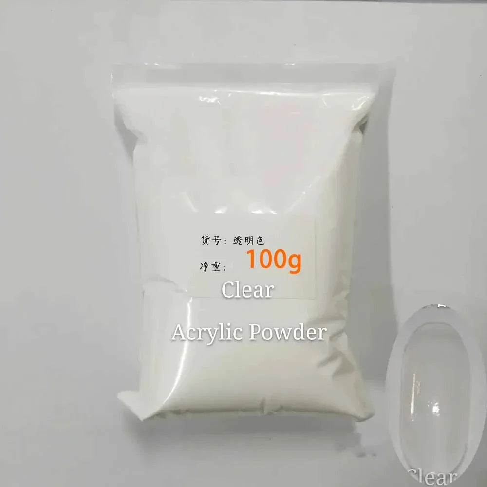 100g Acrylic Nail Powder Set – White, Clear & Pink Solid Dipping Powder for Nail Extension, Carving & Professional Nail Art Pigment