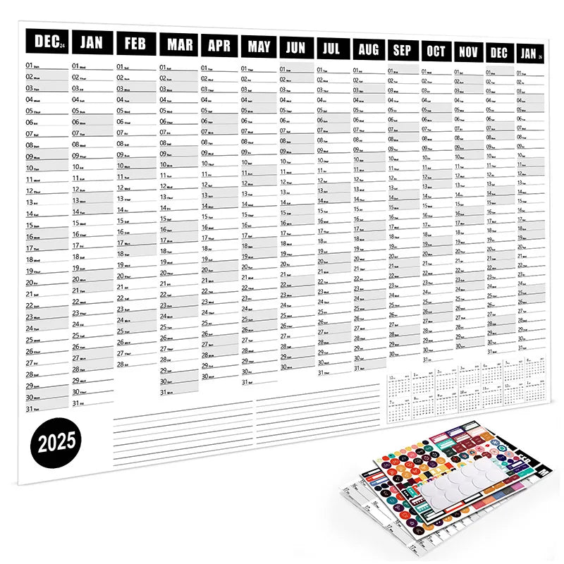 2024-2025 Kawaii Wall Calendar Planner β Large Schedule Organizer, To-Do List, Target Tracker, Office Supplies