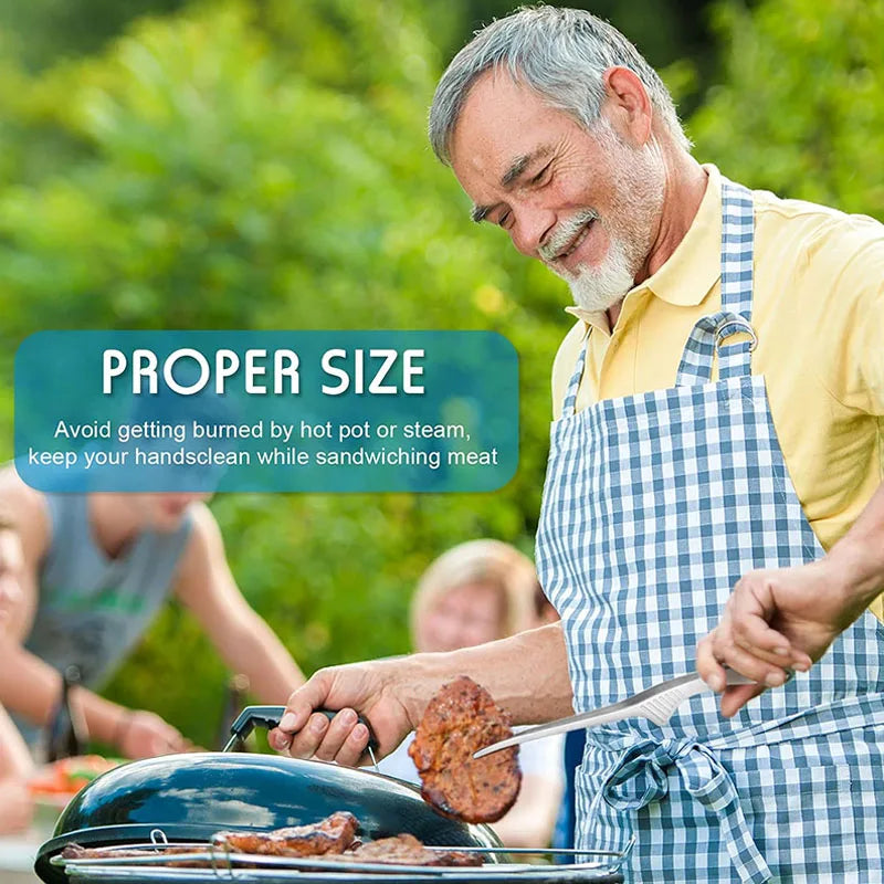 Stainless Steel BBQ Tongs – Non-Slip Cooking & Serving Utensil for Grilling, Salad, Camping & Buffet Use