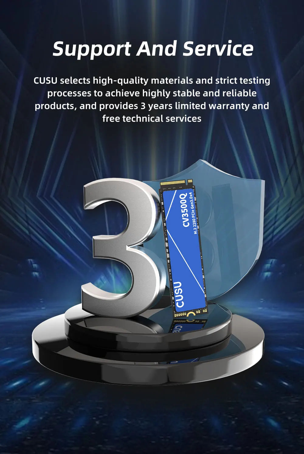 CUSU M.2 NVMe SSD – 256GB/512GB/1TB/2TB PCIe 3.0 x4 Internal Solid State Drive