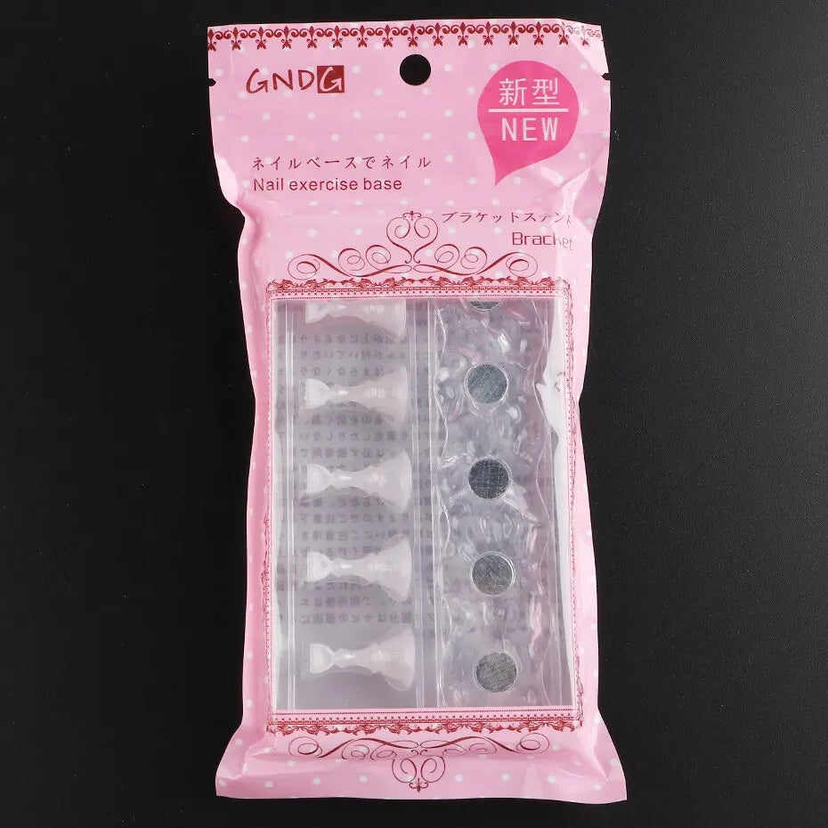 Magnetic Nail Holder with 5pcs Practice Display Stands – Manicure Gel Polish & Nail Tips Training Tools