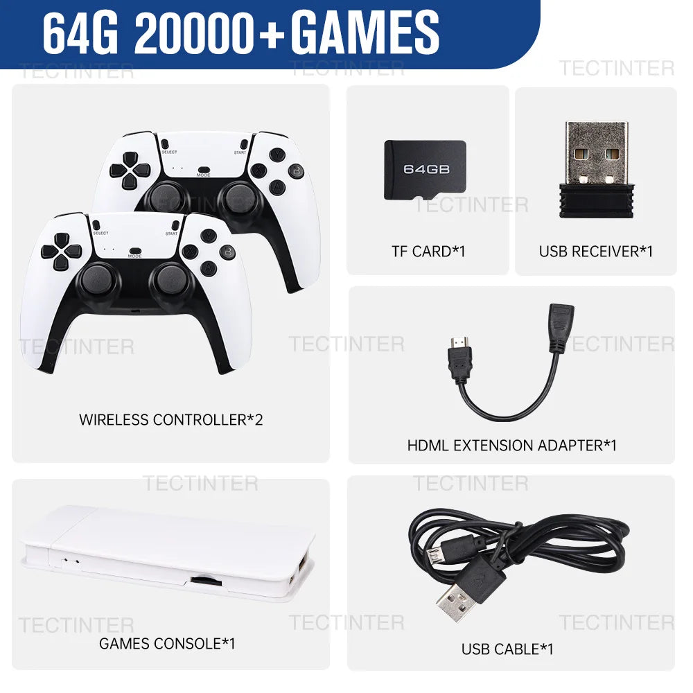 M15 4K Mini Game Stick Console – Retro Handheld with 20,000 Games, HD Video, and 2.4G Dual Wireless Controllers