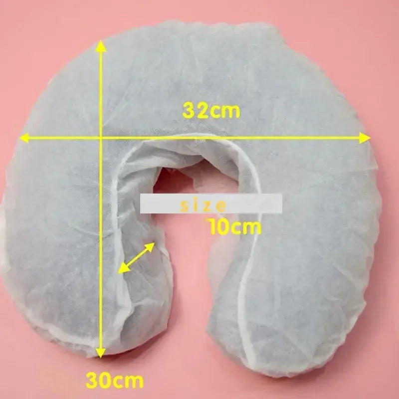 50Pcs Disposable Non-Woven Headrest Pillow Covers - Spa Salon Bed Table Cover Paper for Beauty Massage Face Cradle