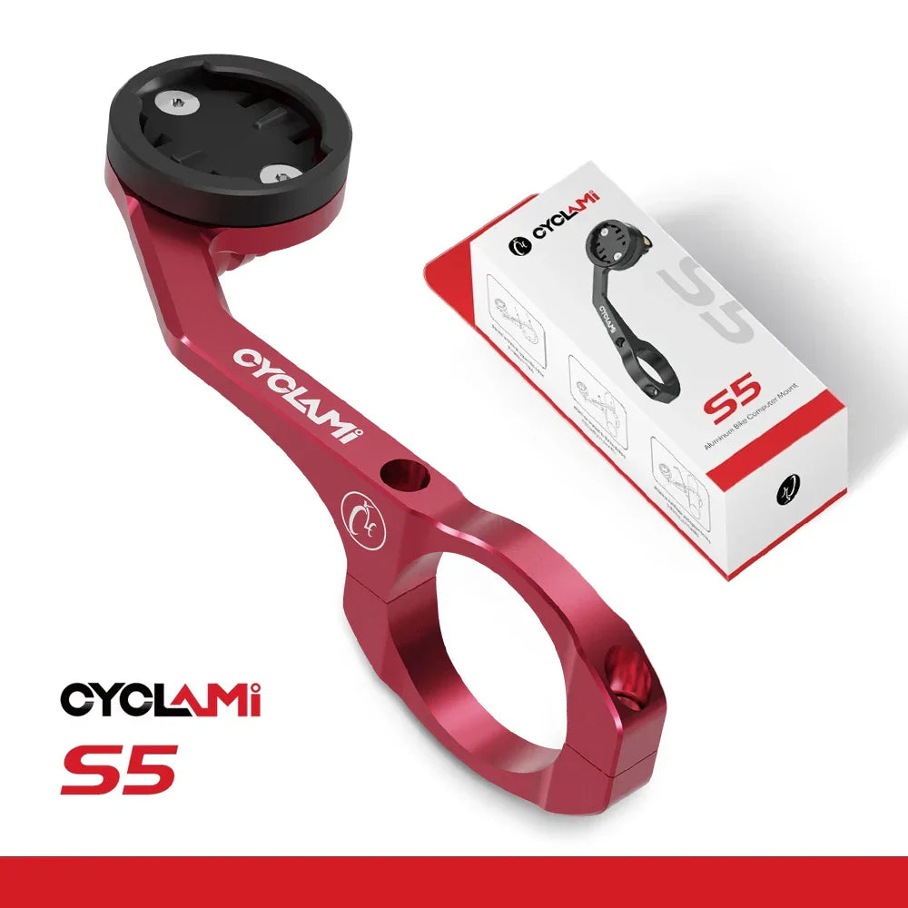 CYCLAMI S5 Aluminum Alloy Double-Sided Bike Computer Mount — MTB Road GPS Headlight Holder for GARMIN, XOSS, IGPSPORT, Coospo