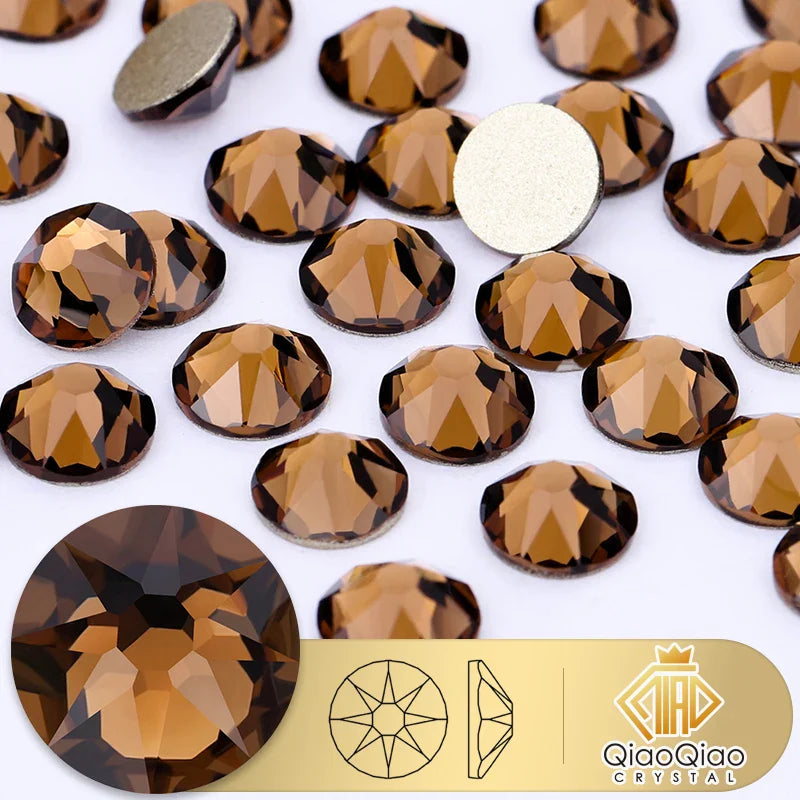 QIAO 2088 Crystal Nail Art Rhinestones — Flat Back Non-Hotfix Strass for DIY Nail Decorations (8 Big + 8 Small)