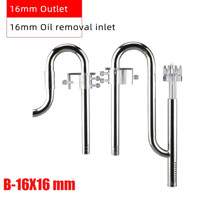 ZRDR Aquarium Filter Accessories β Stainless Steel External Inlet/Outlet Tube & Oil Film Remover for Fish Tanks