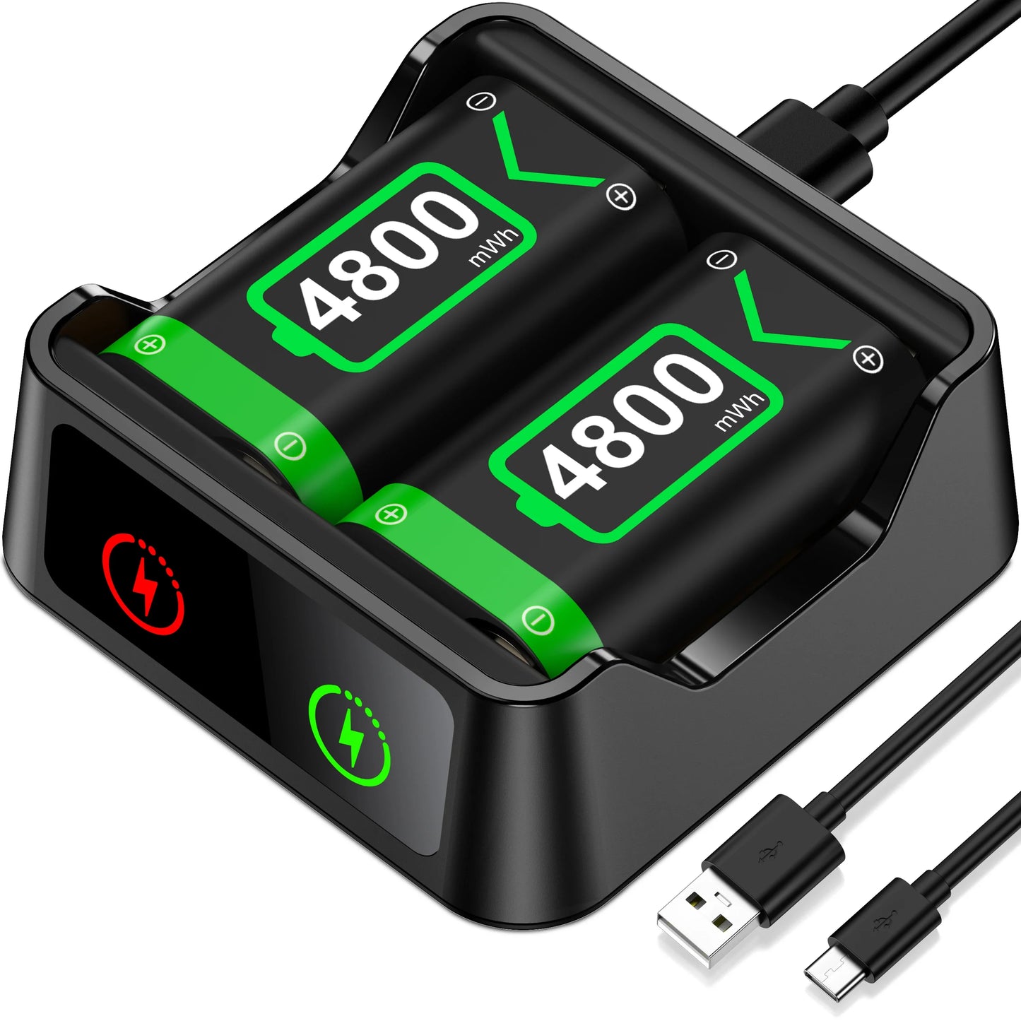 BEBONCOOL C100 Rechargeable Battery Pack โ 2ร5520mWh Batteries with Charging Cable for Xbox Series S/X & Xbox One S/X/Elite