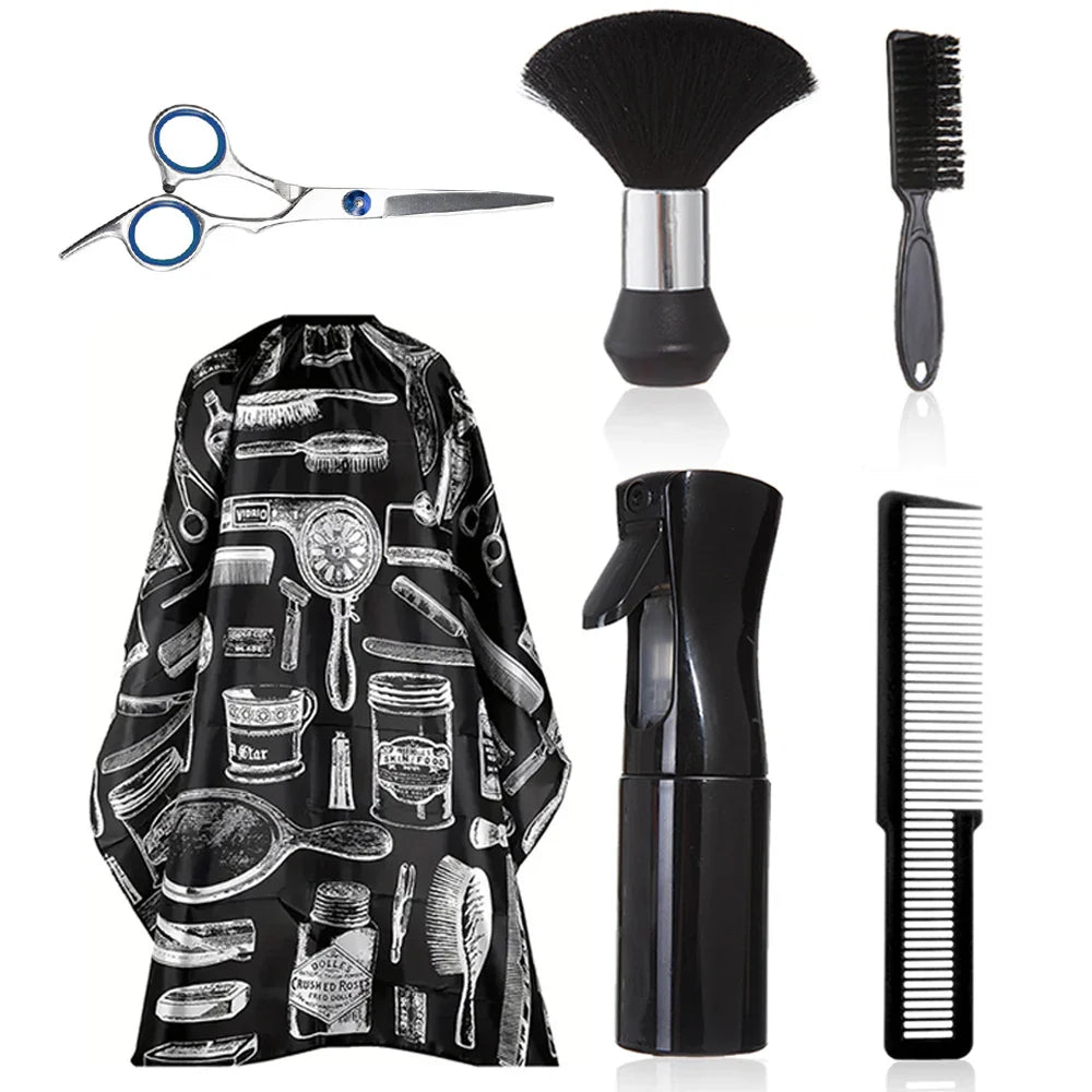 6PCS Waterproof Hairdressing Shawl Bib Set – Professional Nylon Salon & Barber Hair Styling Tools